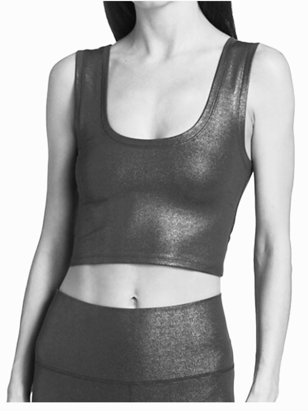 NWOT Terez Black/Silver Foil Sports Bra, Sz Small